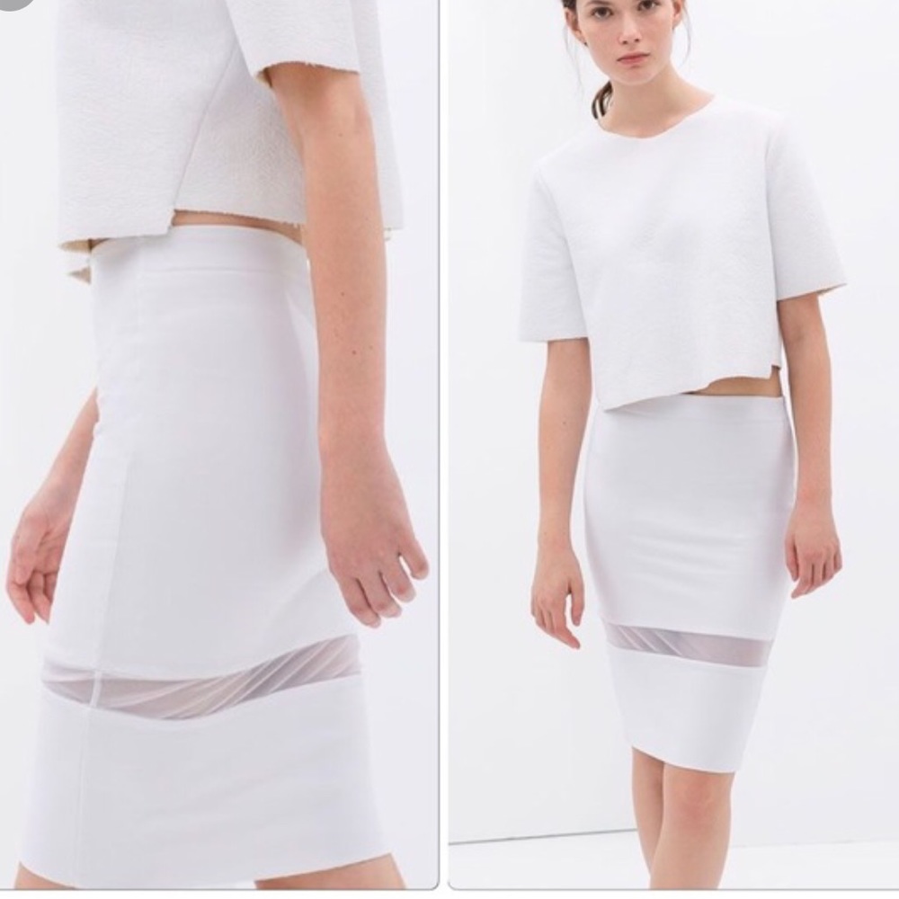 White mesh pencil skirt